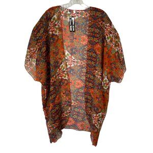 Bijoux Terner Kimono Light Weight Kimono Large/XL Orange Blue New